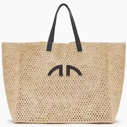 Woven Tote Bag Designer Straw Summer Beach Hollow Out Travel Women Handbag Lafite Grass Weaving Light Shoulder Hardware