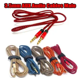 35mm Auxiliar Aux Extension Audio Cable Wire Nylon Plug Goldplated Male to Male Cabo 1m 15m para Mobile MP3 Speaker tablet7767422