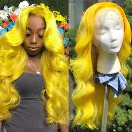 Webster Synthetic Lace Front for Women Long Body Wave Hair Glueless Heat Resistant Fiber Free Part Yellow 240401