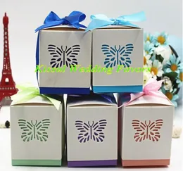 100 sztuk Butterfly Laser Cut Favor Favor Polej do Baby Birthday Dekoracja Dekoracja Dekoracja Pudełka Prezenta