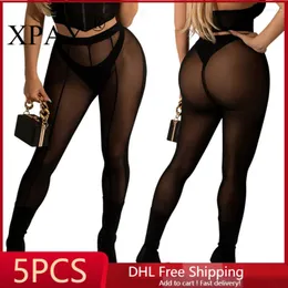 Frauenhosen 5pcs Großhandel Großhandel Massenartikel Lot sexy Slim Mesh durch und durch Pant Women Clothing 2024 Sommer Fashion Nightclub Party x8760_3