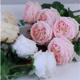 Flores decorativas grandes toque real rosa peony Fake Flower Wedding Party Decoration Artificielle White Room Decor Fleurs Artificielles