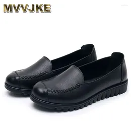 Casual Shoes MVVJKE 2024 Women Solid Genuine Leather Woman Slip On Flat Female Spring Comfortable Work