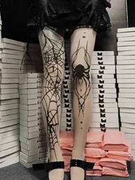 Seksi çoraplar 2024 Yeni Vintage Dark Gotik Fishnet Tayt Kadın Emo Alternatif Seksi Örümcek Wit Chatch Shoothose Y2K E-Girl Siber Punk Socks 240416