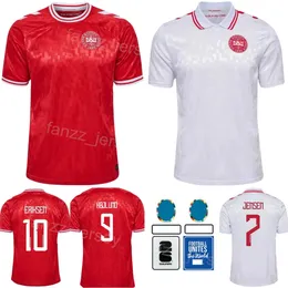 Mężczyźni Euro Puchar Piłka nożna Dania 11 Mohamed Daramy Jerseys 24/25 Drużyna narodowa 13 Victor Nelsson 9 Rasmus Hojlund 10 Christian Eriksen 3 Jannik Vestergaard Football Shirt