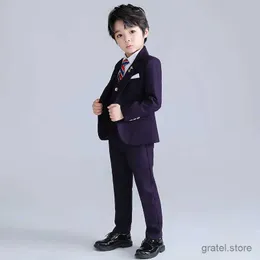 Suits Boys Wedding Suit Kids Formal Jacket Vest Pants Bowtie Tuxedo Photography Set School Children Speech Host Performance Prom Dress