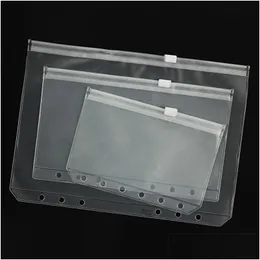 Книжная обложка Оптовая сторона A5/A6/A7 PVC Binder Er Clear Clear Sutpper Сумка для хранения 6 дырок водонепроницаемы