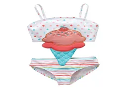 ew 2019 sorvete de sorvete fofo crianças roupas de banho Onepiece Girls Swimsuit Kids Ternos de natação meninas Biquíni Kids Terno de banho Conjuntos de crianças Beachwear3422840