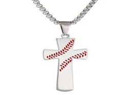 Nya 20st Silver Flat Cross Baseball Bat Cross Pendant Necklace Gold Silver Black Color Stainless Steel Baseball Cross Pendant NEC8981102