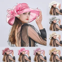 Breda brim hattar kvinnors sommarklänning hatt blad blomma brud dusch sol strand fashionabla eleganta vackra mössor snabbt