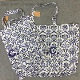 Totes Lotte Japan Korea Blue and White Porcelain Leisure Fashion Shopping Bag Handbag Single-shoulder Portable Mens and Womens Canvas Bag T240416