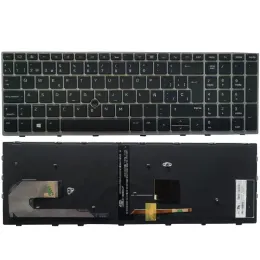 Tangentbord Ny spansk bärbar dator för HP Elitebook 850 G5 G6 Silverram med pekande sticktangentbord