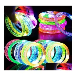 الحفلات لصالح LED LED Glow Sticks الأساور Anklet Light Up Favors Flashing Bubble Clear Bangle Birthday Carnival Wedding Atmosphere Suppl Dhjvg