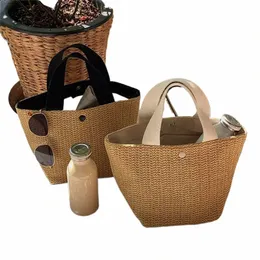 Strand Stroh Schulter Menger Bag Frauen Böhmische Sommer gewebtes Rattan Eimer Schulter Handtasche Handmade Crossbody Taschen für Frauen l8lr#