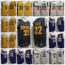 아이오와 호크 키즈 22 Caitlin Clark College 농구 저지 LSU Tigers Angel Reese #10 캠퍼스 자주색 Hailey van Lith 11 University School Jerseys