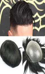 Full Pu 남자 toupee 내구성 006008mm 피부 자연스러운 모습 remy 헤어 남자 가발 인간 머리 전체 pu 교체 Toupee3927202