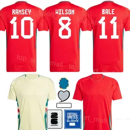 24-25 Gales de futebol 11 Gareth Bale Jerseys Cup 9 Brennan Johnson 13 Kieffer Moore 20 Daniel James 8 Harry Wilson Joe Rodon Roberts Kits de camisa de futebol da equipe nacional