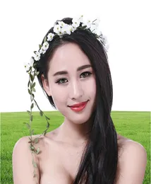Nowe dziesiątki akcesoria do włosów ślub biały kwiatowy głowa Garland Bohemian Beach Band Boho Girl Floral Crown7801156