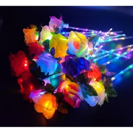 Favor de festa LED Light Up Bouquet Flowers Planking Growing Rose Sticks Wedding Deocr Deocrinedines Dia dos Namorados Memorial Presente Entrega DH4RQ