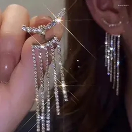 Dangle Ohrringe Langer Quaste -Strass -Sturz für Frauen Luxus übergroße Schmetterling Kristall Mode Hochzeitsfeier Schmuck Schmuck