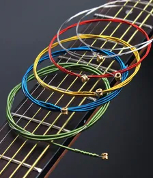6ピースレインボーカラフルなアコースティックギターストリングセット010 forアコースティックフォークギタークラシックギターマルチカラーストリングA4072469064