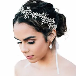Topqueen HP233 Ozdoby ślubne dla kobiet Tiaras Bridal Rhineste Headband Stopy Liście sporządzone nakrycia głowy O421#