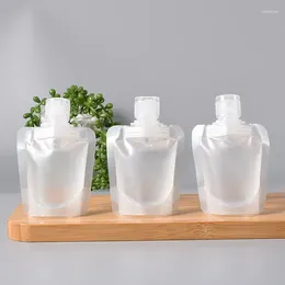 Depolama torbaları 50pcs şeffaf flip kapak ambalaj torbası plastik standı spout püskürtme kapağı taşınabilir seyahat makyaj paketleme