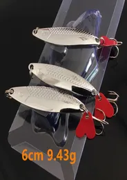 10pcslot Silber 6 cm 943g Vib Löffel Metallköder Köder 6 Haken Angelhaken Fishhooks Pesca Tackle KL475708861