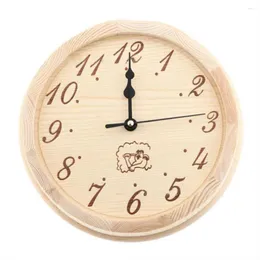 Wall Clocks 9in Sauna Clock No Glass Or Plastic Cover Wooden Simple Timer For Living Room Bedroom