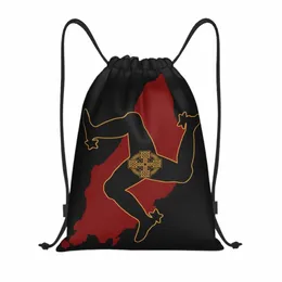 isle Of Man Flag Drawstring Bag Women Men Foldable Gym Sports Sackpack Motor TT Racing Training Storage Backpacks k8f5#