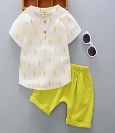 Abbigliamento per bambini estivi ragazzi in cotone lino abbigliamento set bambini in lino topshort 2 pezzi abiti da bambina per 04 anni1890191