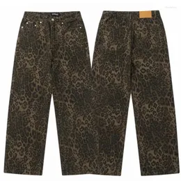 Jeans feminino original American Retro Leopard Print Leg Straigh