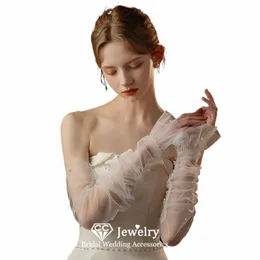 cc Romantic Gloves Wedding Events Women Accories Bridal Dr Engagement Jewelry Imitati Pearl Tulle Gorgeous Sleeve WG069 d5LF#