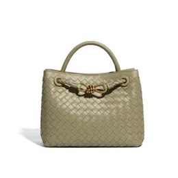 Andiamo Bag Designer -Tasche Tasche Intrecciato Handtasche Frauen Schulter -Cross -Body -Tasche Geldbörse Gold Bogen Schnalle Gewebe Beutel Strandbeutel