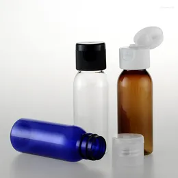 Storage Bottles 100pcs 30ml Empty Mini Amber Blue Clear Pet Plastic Bottle 1oz With Flip Top Cap Shampoo Cosmetic Packaging