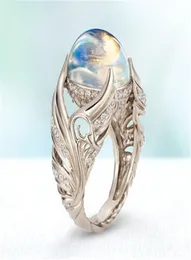 S925 Sterling Silver White Moonstone Bizuteria Gemstone Ring for Women Anilos De Fine Silver 925 Jóias Hiphop Ring6162555