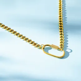 Correntes Colar de Carabiner em aço inoxidável para mulheres Gold/prata Metal Spiral Fuarle Garfaça Kette Collier Chain de pescoço feminino