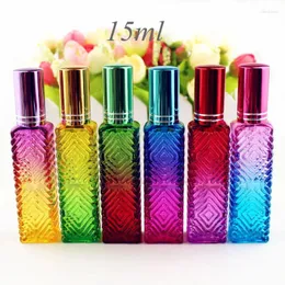 Speicherflaschen 15 ml farbenfrohe quadratische Glas -Parfümflasche Dicke Mini -Duft Kosmetische Verpackung Sprühflecken nachfüllbare Fläschchen