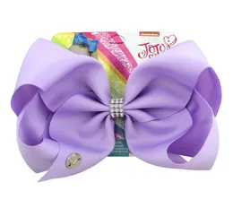 JOJO SIWA 20cm LARGE Rainbow Rhinestone Signature HAIR BOW with card and sequin logo baby girl Children Hair Accessories fashion h2739537