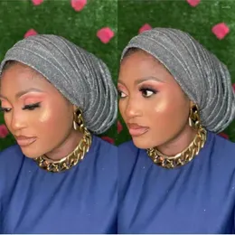 Abbigliamento etnico Diamonds Cappello per turbante per donne African Auto Gele Headtie Aso Oke Nigeria Pesca piena di cofano musulmana Hijab Hat Honnet.