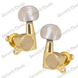 Chitarra a set 6 oro sigillategesagear tuning tuning tuners teste macchina per chitarra elettrica acustica con piccola maniglia di perla bianca ovale