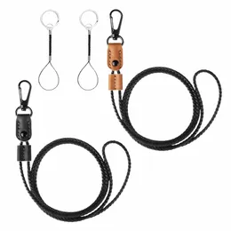 handvävd svartbrun märkehållare Lanyard justerbar pu läder-ID-tagg Arbetstillstånd Pass Arbetsarbetares korthalsrem f5yc#