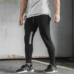 Calça novos homens correndo calças zip hems algodão casual sortpants ginásss fitness sportswear joggers workout calça calças lápis masculina m2xl