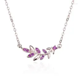 Hängen Madalena Sarara Sterling Silver S925 Women Pendant Necklace Cubic Zirconia Leaf Style Chain Chain