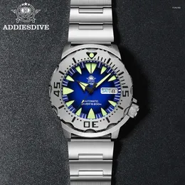 ساعة معصم AddiesDive غواص أوتوماتيكي ساعة الوحش الفولاذ الزجاج الياقوت 200m مقاوم للماء C3 Super Luminous NH36A الساعات الميكانيكية