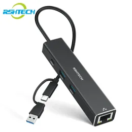 Hubs Rshtech ST310 USB till Ethernet -adapter 10 Gbps USB -nav med RJ45 Gigabit Ethernet Type C LAN Network Adapter Splitter för bärbar dator