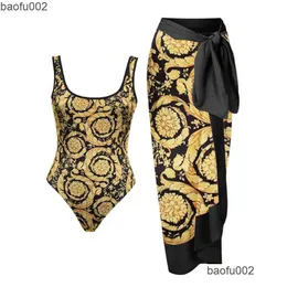 Grundläggande avslappnade klänningar Kvinna Retro Swimsuit Gold Backless Badkläder Vintage Holiday Beach Dress Designer Baddräkt Summer Surf Wear W OTX67