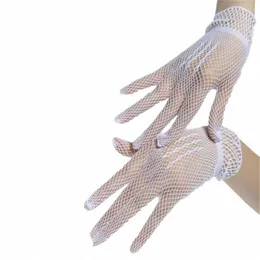 Creative Design Fishnet Brudhandskar Vackra fr Girl White Wedding Gloves Pärled för brud bröllop accores t2so#