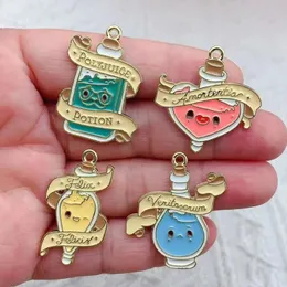 10pcs Magic School Enamel Charms Magic Bottle Dripping Oil Pendant Earring Necklace Keychain for Jewelry Making Accessories 240408