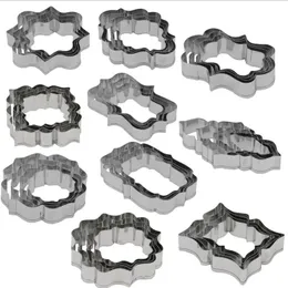 Sugar Biscuit Mold 4Pcs Plaque Cutter Cookies Frame DIY Cake Oval Square Rectangle Fancy Stainless Cookie Mold Mould Set